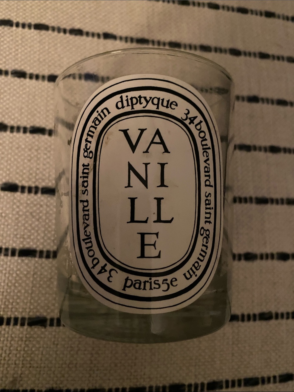 Empty Diptyque Vanille Glass Candle Holder 6.4